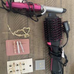 Hot Hair Brush, Hair Curler, Hair Clips, Hair Pins, Titanium Earrings And More