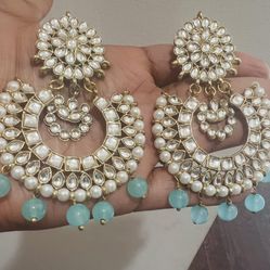 Earrings With Polki Stones 