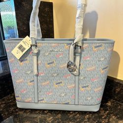 Brand New Michael Kors Jet Set Travel Tote – Light Blue – NEW w/ Tags MSRP $497