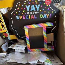 Box Filled With Decorations For Classroom