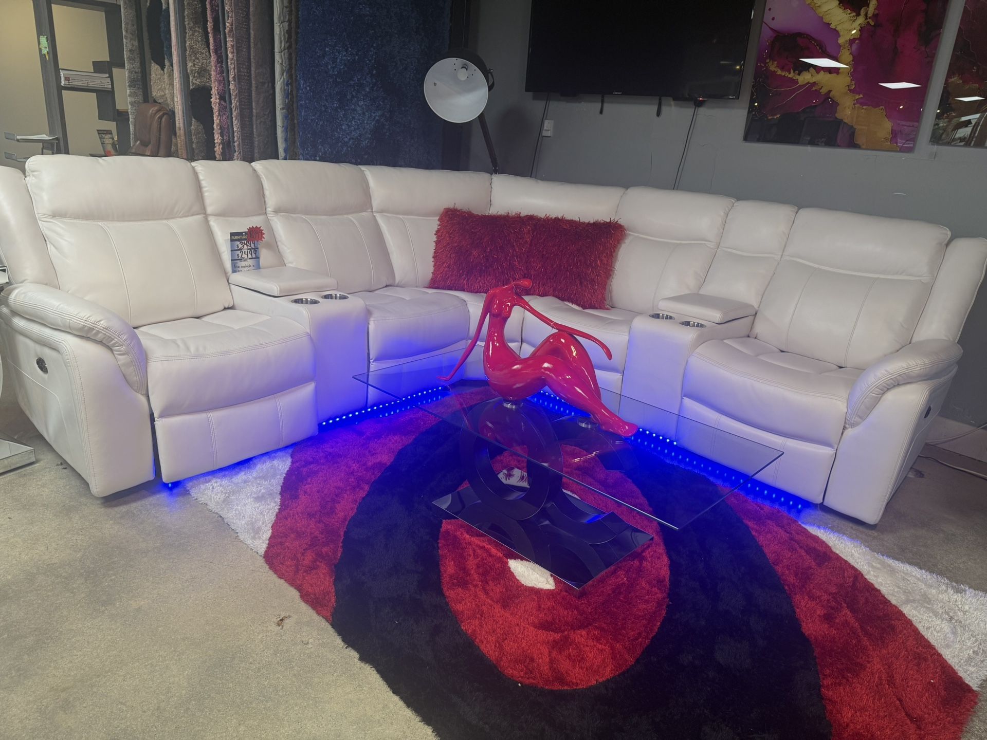 White Power Reclining Sectional With Led Lights Only $1599 Also Comes In Black And Grey