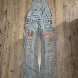 Vintage Embroidered Denim Overalls