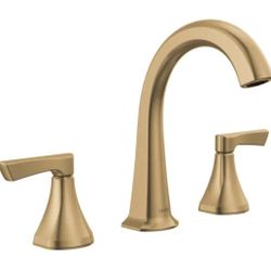 Delta Arcadia Gold Champagne Bronze Widespread 2-handle WaterSense Mid-arc Residential Handlle