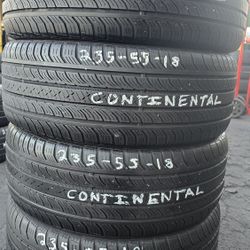 4 USED TIRES 235/55R18 CONTINENTAL PRO CONTACT TX w/80% Thread All 4 Installed $260 ($65 each) 