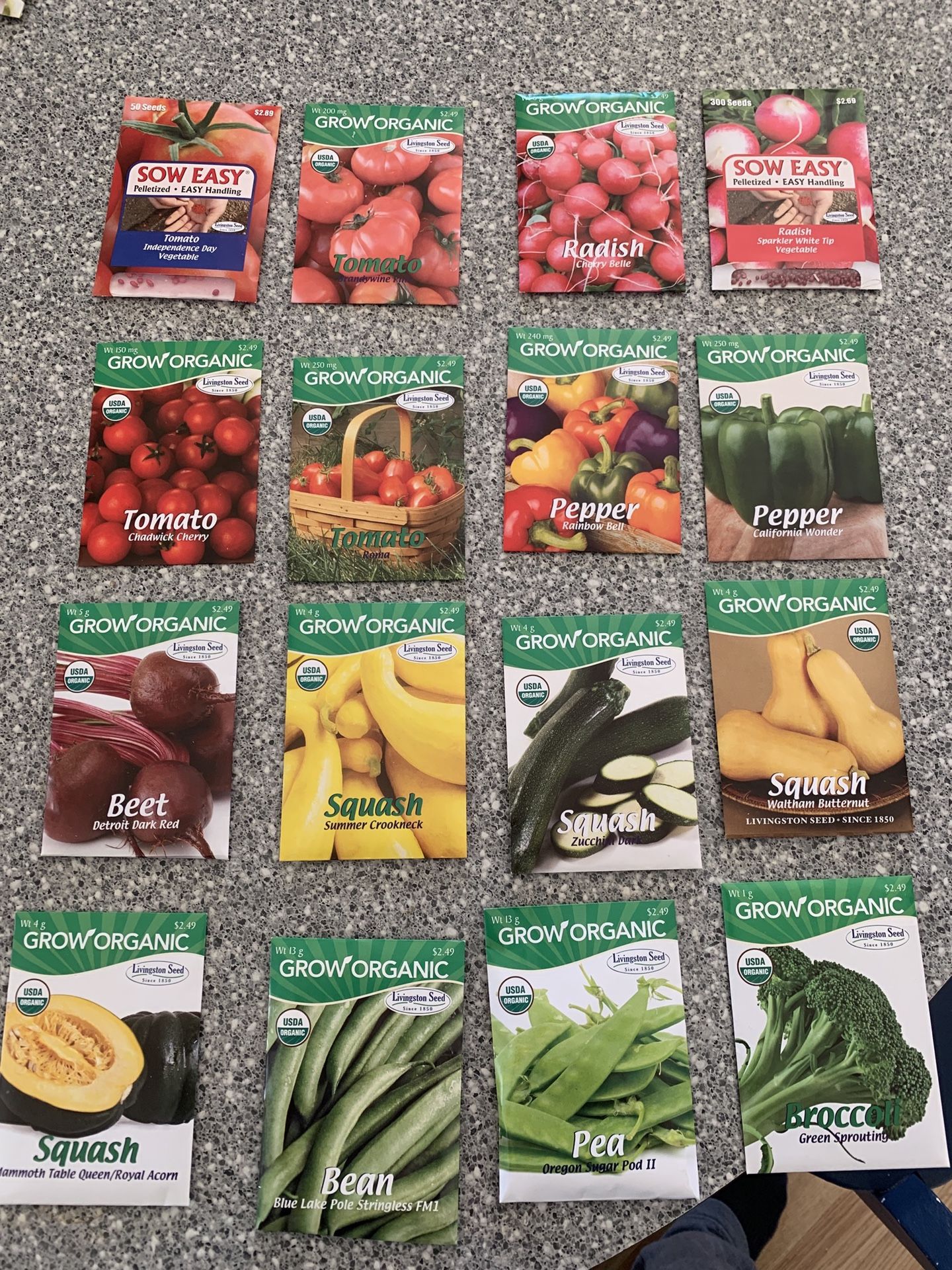Packets of seeds Flowers, Fruits, Vegetables, Herbs (price is per packet)