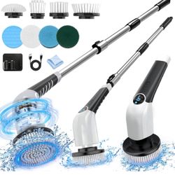 Electric Spin Scrubber,Cordless Cleaning Brush,Shower Cleaning Brush with 8 Replaceable Brush Heads, Power Scrubber 3 Adjustable Speeds,Adjustable & D