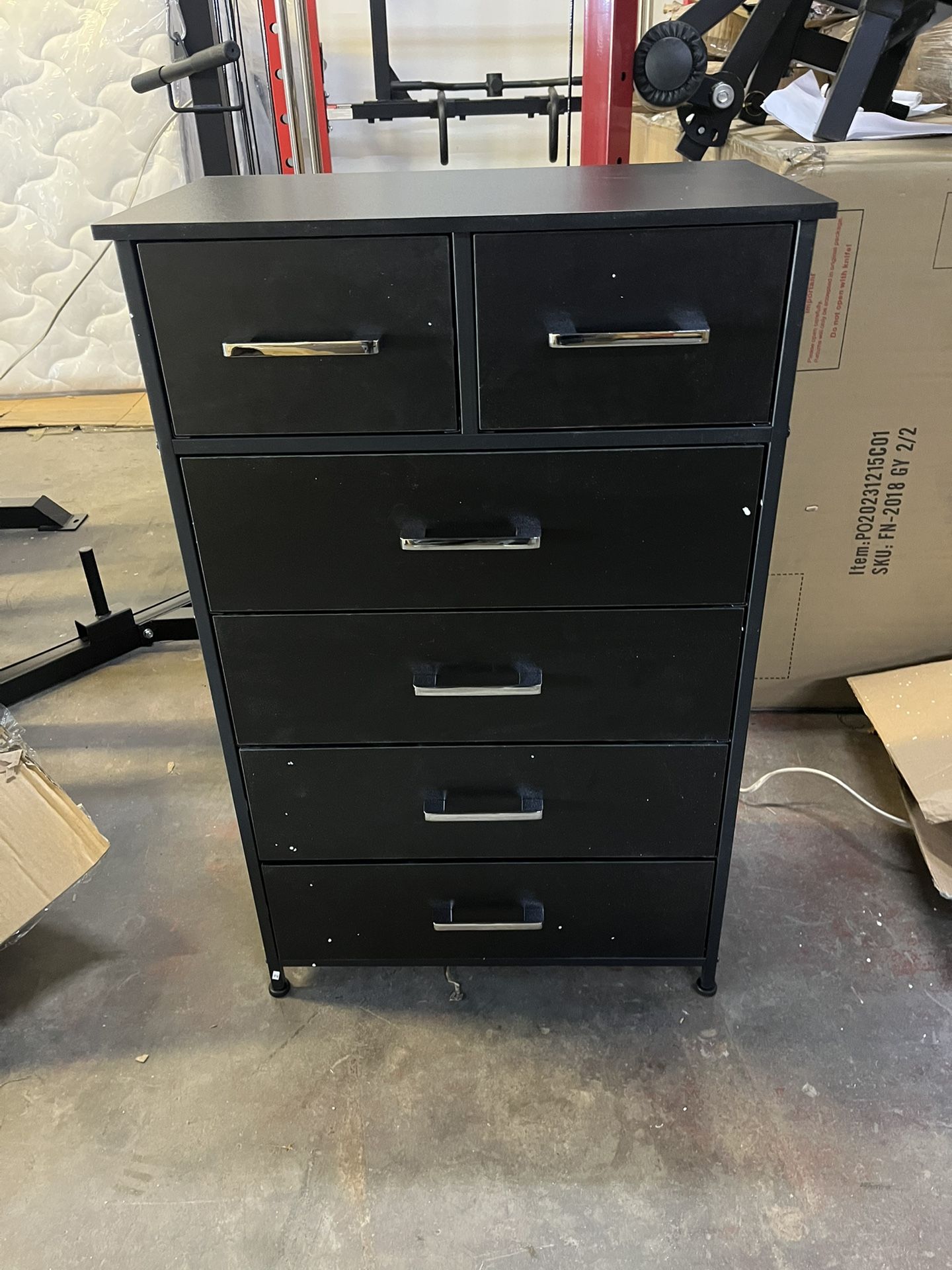 6 Drawer Wood Dresser for Bedroom, Industrial Wood Storage Dresser Clothes Organizer with Sturdy Steel Frame,Black