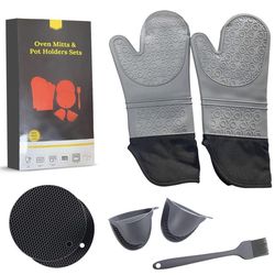 Silicone Cotton Oven Mitts Set.8 Pcs In One Pack.( 1 For $15 And 2 For $25. I Have 3 Colors Red , Black , And Grey.
