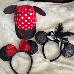 Minie Mouse Ears + Hat - Gently Used
