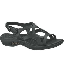 MERRELL Womens Black Leather Agave Strappy Slingback Outdoor Hiking Sandals