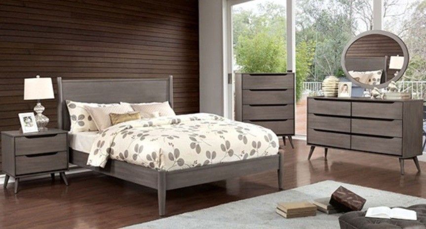 Brand New Grey 4pc Queen Bedroom Set (Available In California & Eastern King)