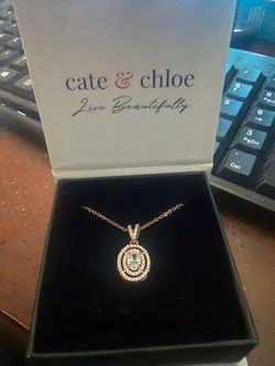 Cate & Chloe Rose Gold Crystal Pendant Necklace