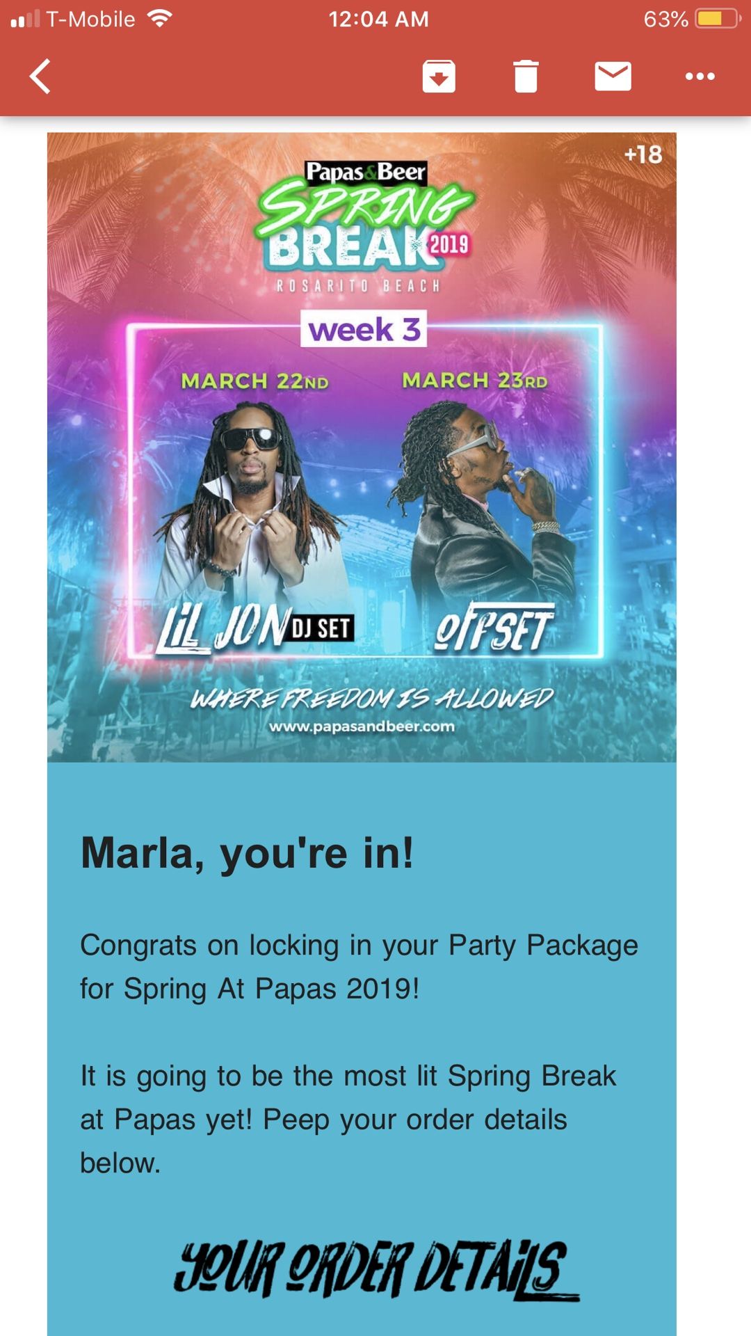 1) Papas & Beer Spring Break 2019 week 3 TICKET for Sale in San Diego, CA -  OfferUp