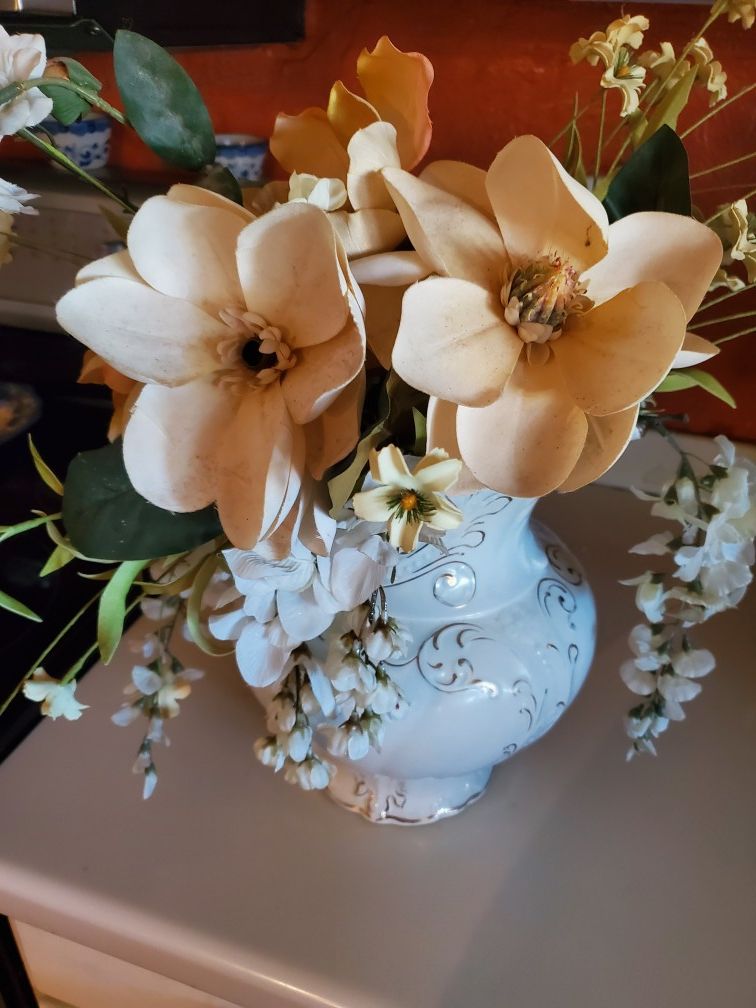 16" Antiqued White Pitcher and 18" Bowl Set - $40 obo