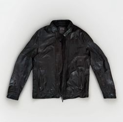 Vintage AllSaints Leather Café Racer Moto Jacket Men's Large Brown