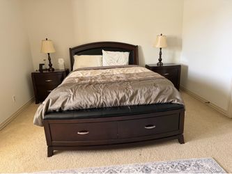 Queen Bedroom Set – Dark Brown Espresso Finish – Bed, Dresser, Mirror & Nightstands