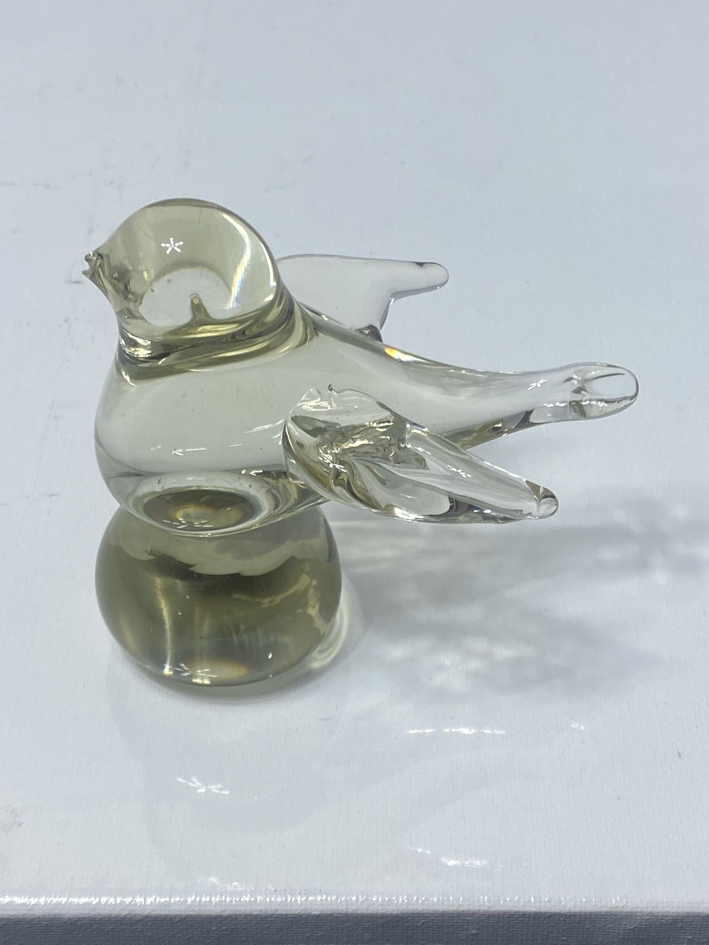 Clear Blown Glass Bird Paperweight