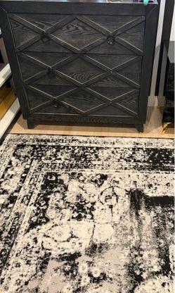 Black 3-Drawer Dresser with Diamond Panel Detail