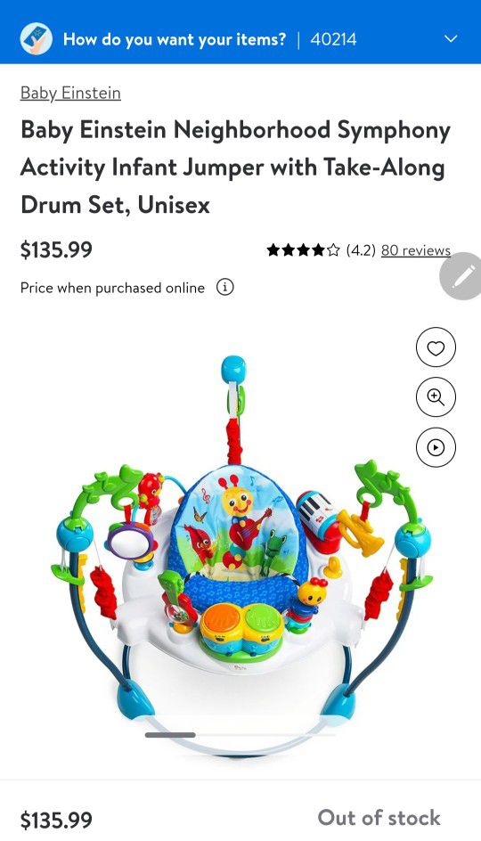 Baby Einstein Neighborhood Symphony
Activity Infant Jumper with Take-Along
Drum Set