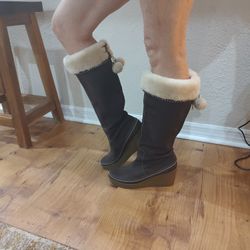 Sz10 Suede Brown Juicy Couture Knee High Boots 