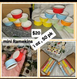 50 pc Mini Ramekins multi color ,dessert, candy, chocolate, condiments, nuts,