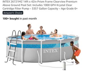 INTEX Prism Frame Premium Above Ground Pool Set INTEX 26721MZ 14ft x 42in Prism Frame Clearview Premium Above Ground Pool Set