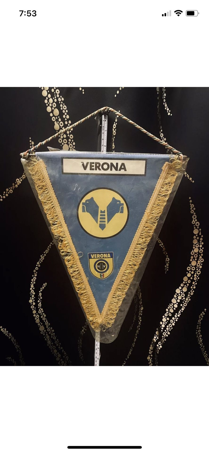 VERONA : Vintage Football Soccer Gagliardetto / Bandierina / Pennant 14”x11.5”