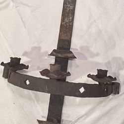 Antique Wrought Iron Wall Hung Candle Holder