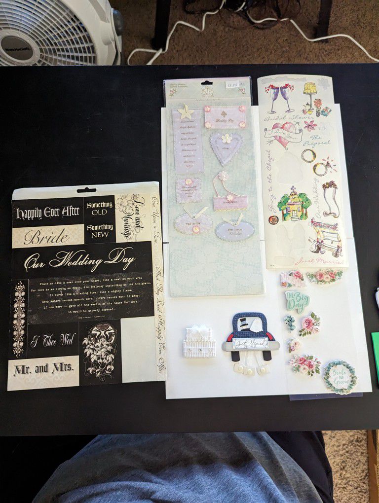 Wedding Lot Of Stickers, Paper, Embellishments
