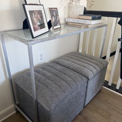 Set of 2 upholstered storage ottoman