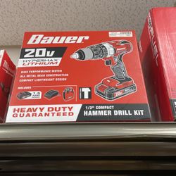 Bauer 20v 1/2” Compact Hammer Drill Kit 