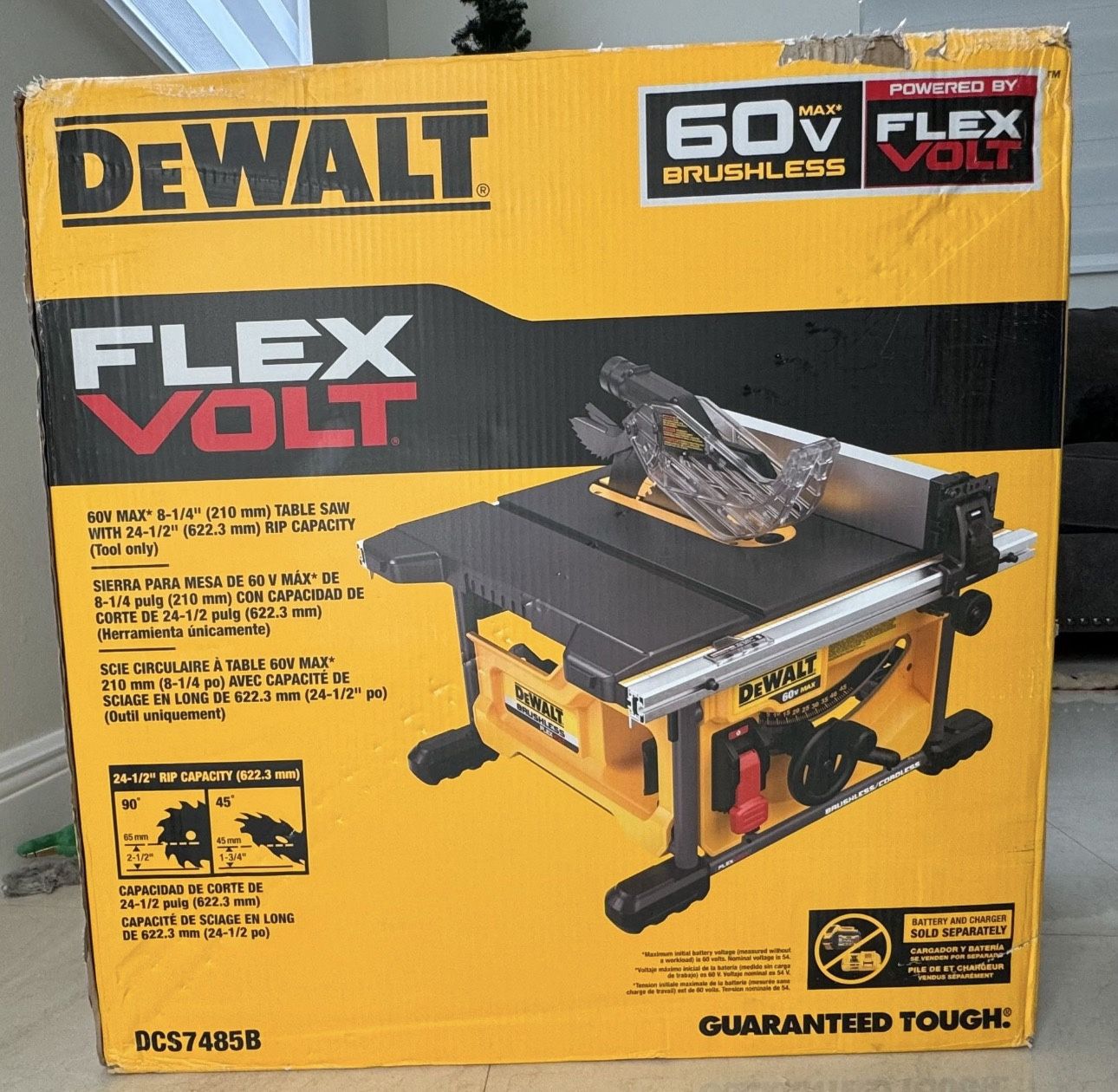 FLEXVOLT 60V MAX Cordless Brushless 8-1/4 in. Table Saw
