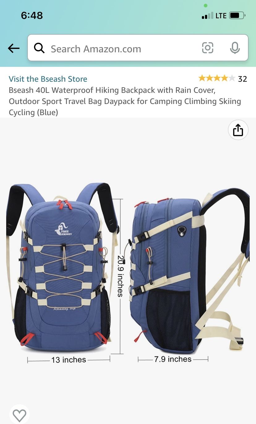 Hiking Backpack - Waterproof  with Rain Coat