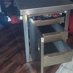 Stainless Steel End Table W/Full Extension Drawers