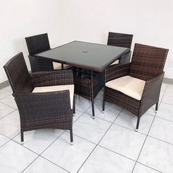 (New) $250 (5pcs) Wicker Dining Set Patio, Outdoor Rattan Furniture