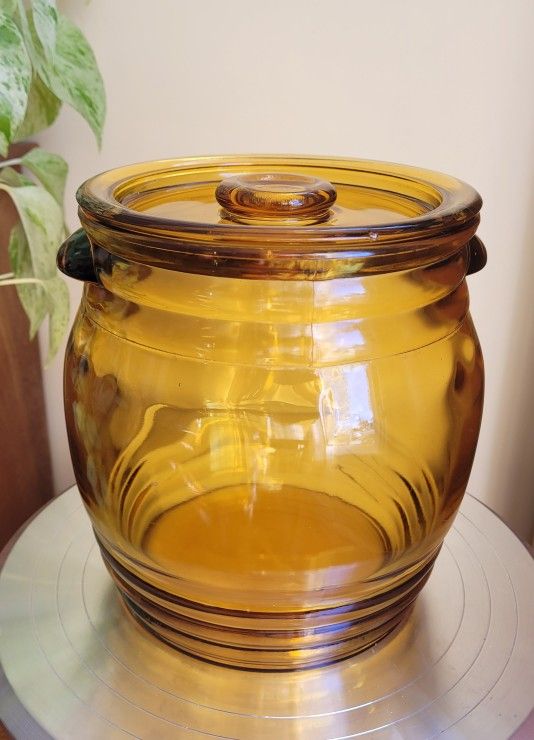 Vintage LE Smith Amber Glass Cookie Jar 3 Hard To Find for Sale in San