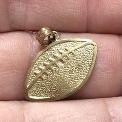 10K Yellow Gold Football Charm 3/4” Wide