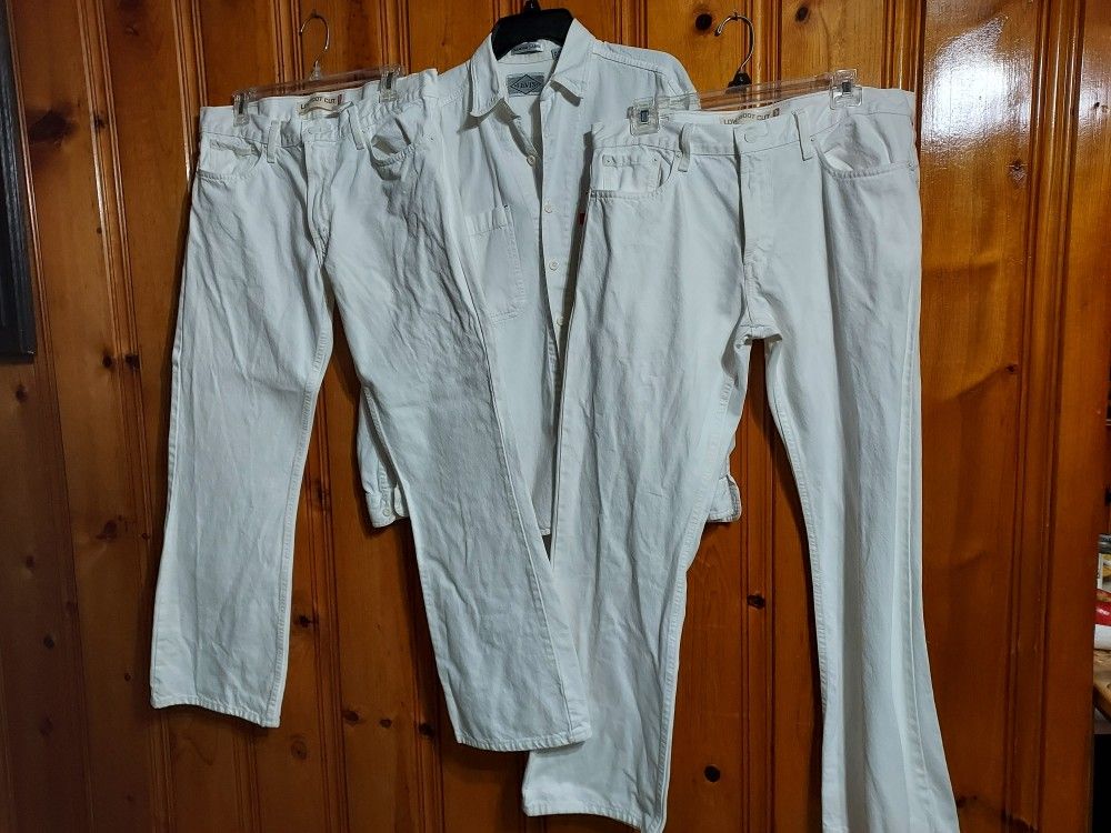 LEVI's White Cotton Jeans & Shirt 2 Pr.