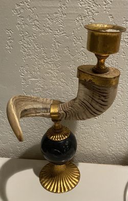 Vintage Ram Horn Candle Holder