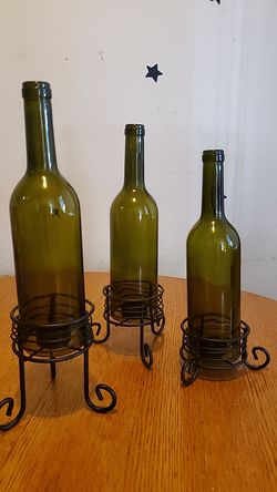 Tea light holders-wine bottle set