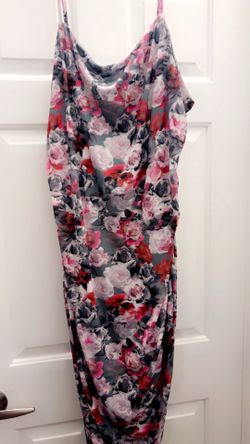 Fashion Nova (Amara Floral Mesh Midi Dress)purple/combo Size/2x