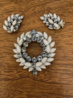 Signed vintage and collectible Kramer of New York pin and clip earring set
