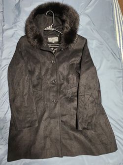 Forecaster Platinum Wool Blend Coat w/ Fur Trim Hood (Size 16)
