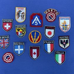 Lot of 15 - Vintage Souvenir Travel Patches, Hellas•Greece, Great Britain & More