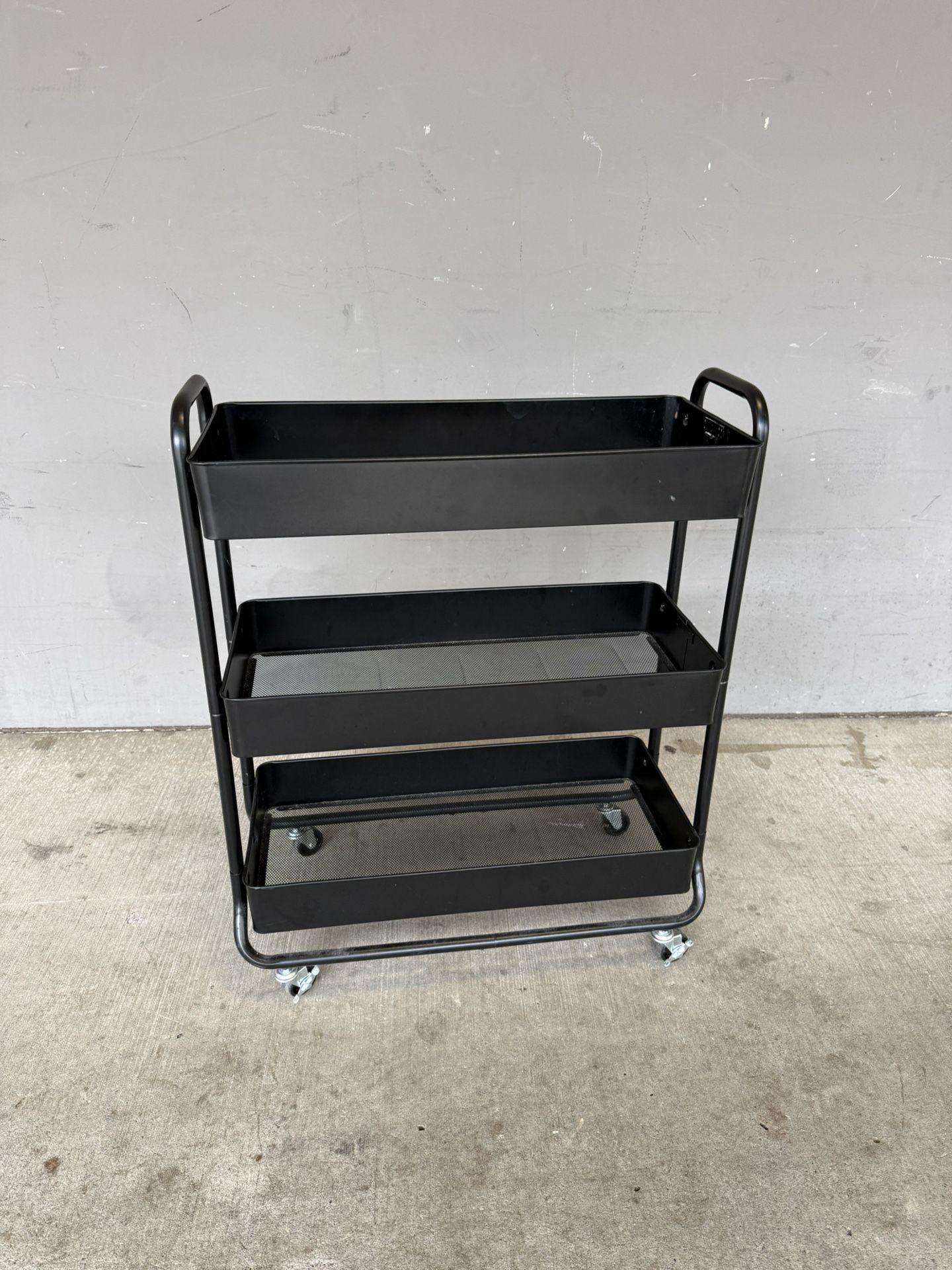Mainstays 3 Tier Metal Utility Cart, Rich Black, Easy Rolling