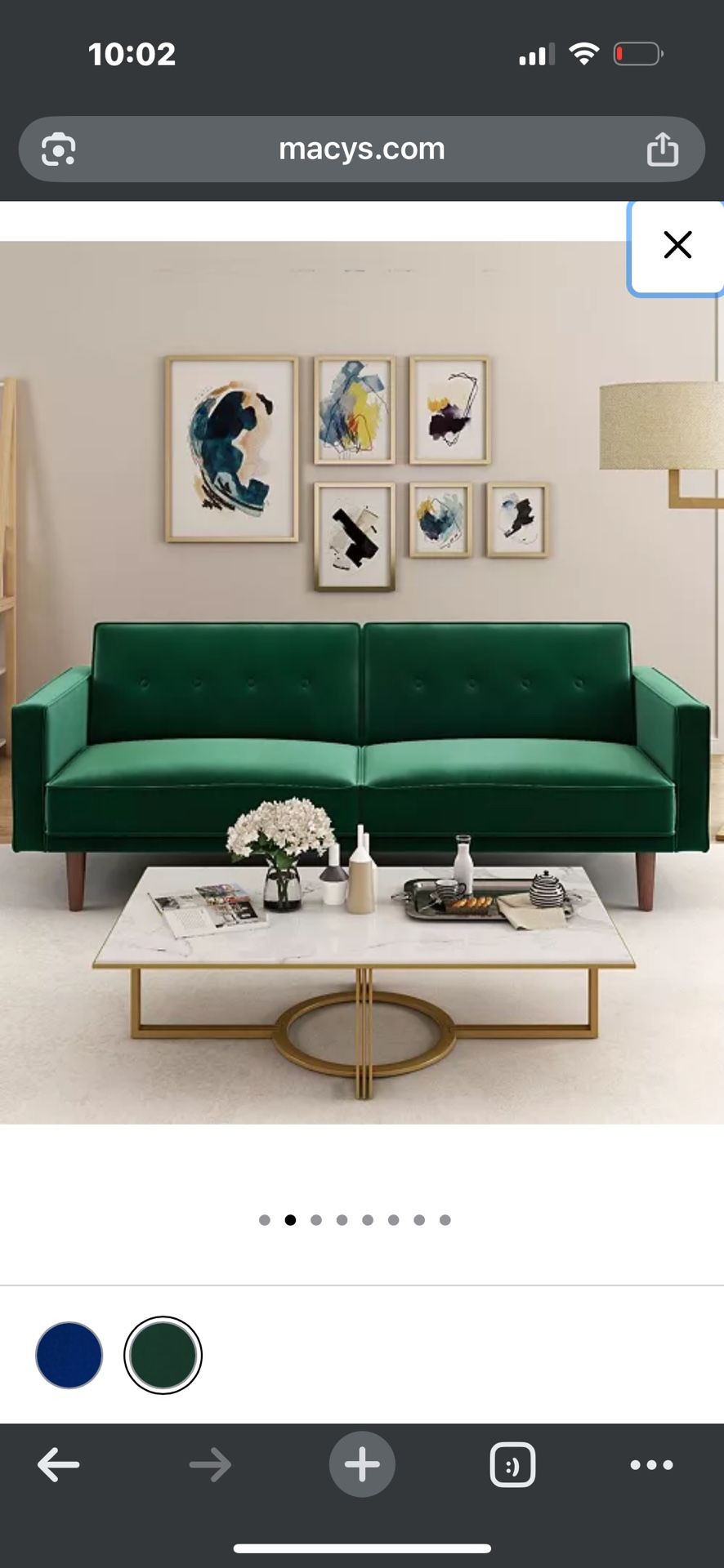Gold Sparrow emerald Couch/sofa Sleeper