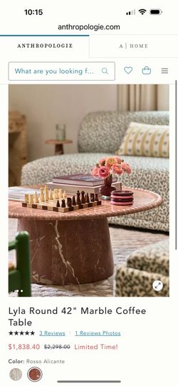 Anthropologie Home - Lyla Round 42" Marble Coffee Table