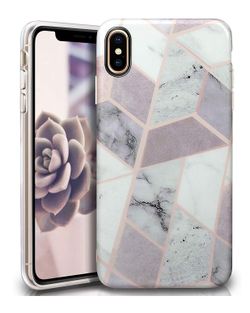 iPhone Xs Max Case, iPhone Xs Max Cover, Cute Bling White Marble Silicone Matte