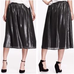 NWT OLD NAVY silver metallic women’s midi skirt elastic waist Size Medium 