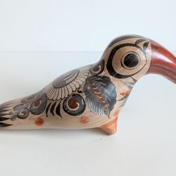 Vtg Bird Tonala Figurine Mexican Folk Art Pottery Rustic Decor 8.1x4"T